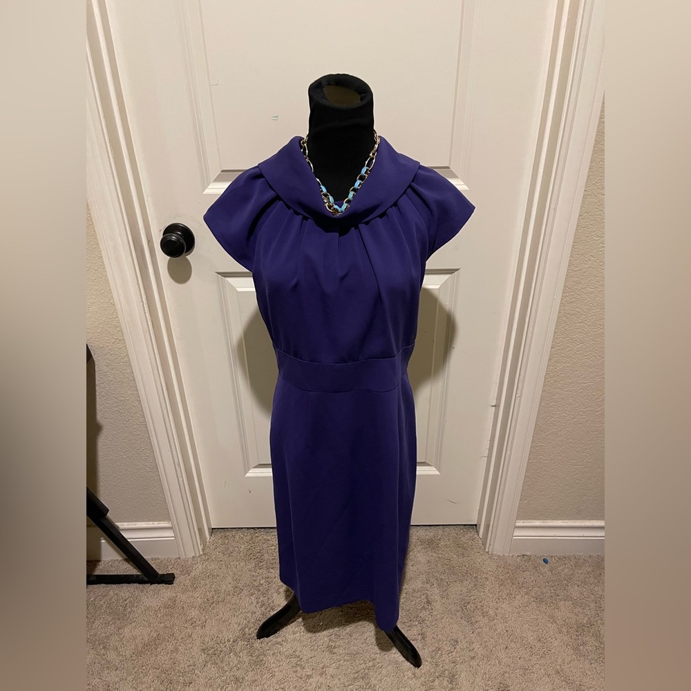 Spense Purple Pleated Sheath Dress with Cowl Neck 💜💜